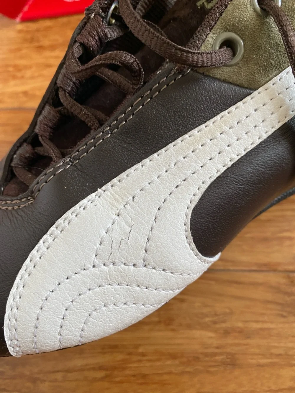Puma Brown White Leather Athletic Shoes - Picture 11 of 11
